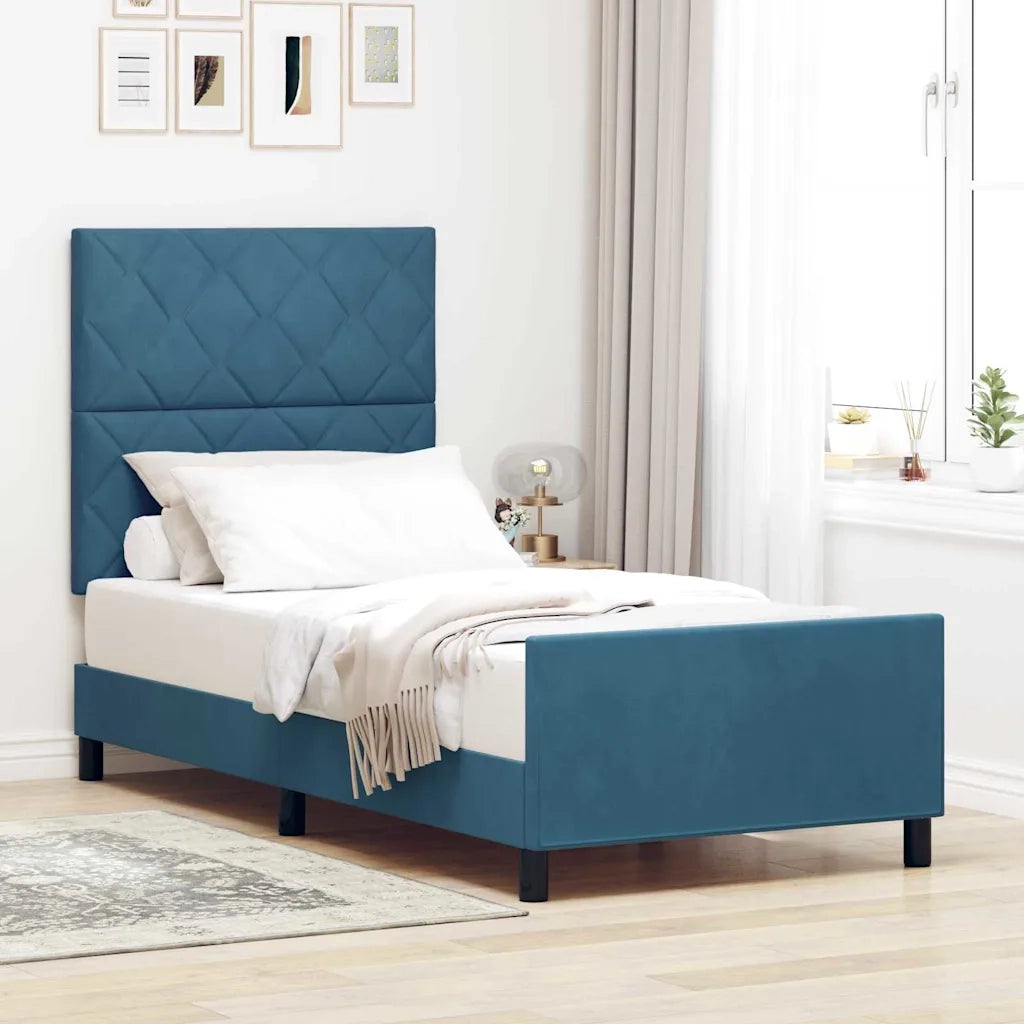 Letto a molle con testiera Blu Scuro 90 x 200 cm Velluto 3344985