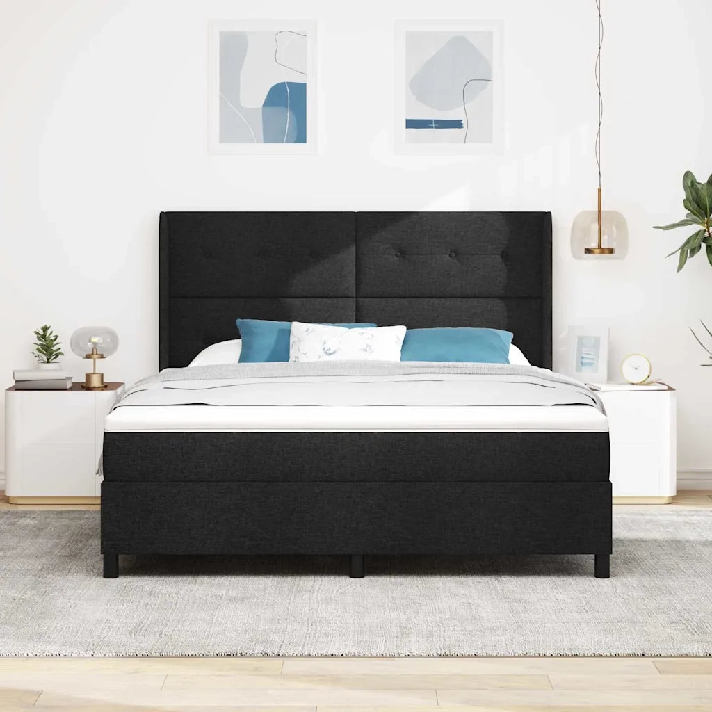 Letto a Sorgente LED con materasso Nero 180 x 200 cm Tessuto