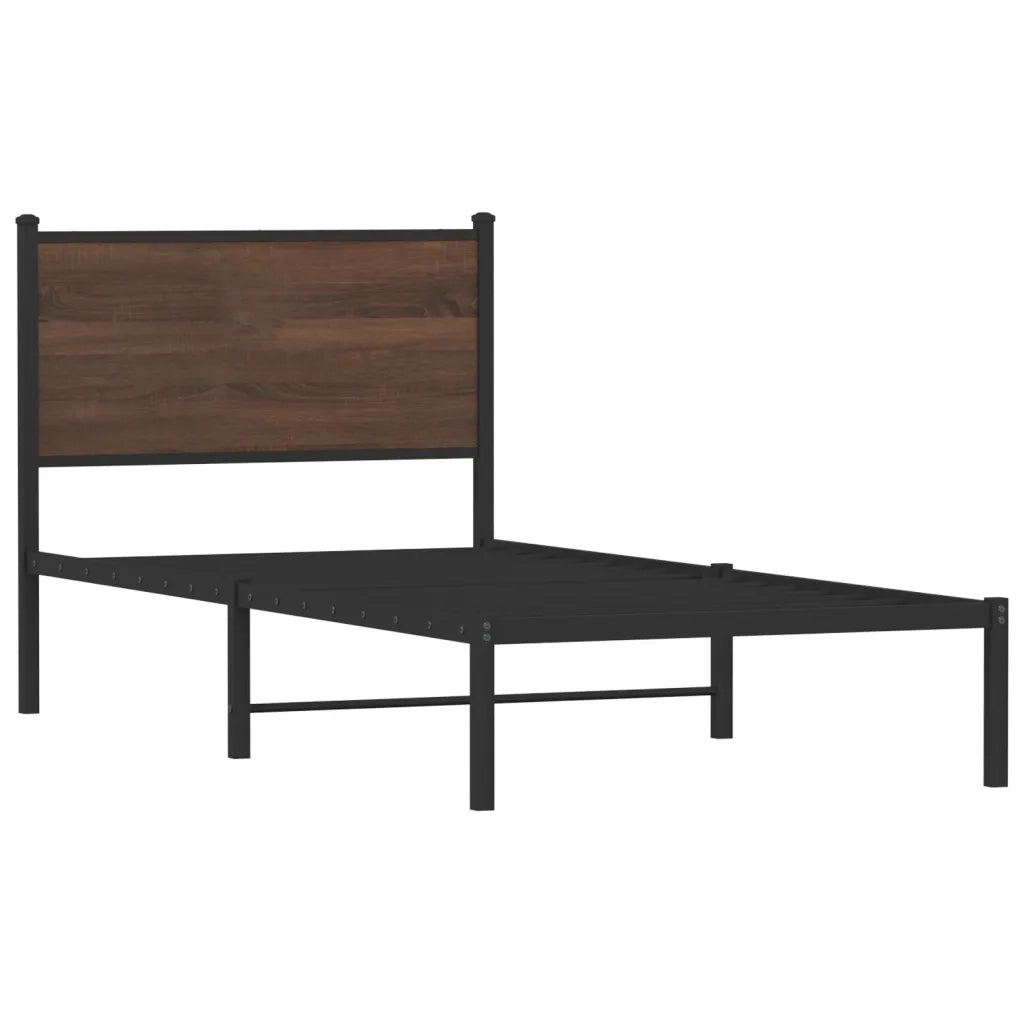 Giroletto senza Materasso-Struttura Letto in Metallo Rovere Marrone 75x190 cm 925507