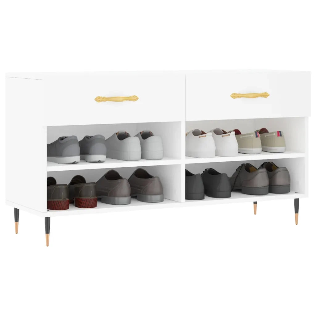 Panca Porta Scarpe | Scarpiera | Mobile per scarpe Bianca 102x35x55 cm in Legno Multistrato