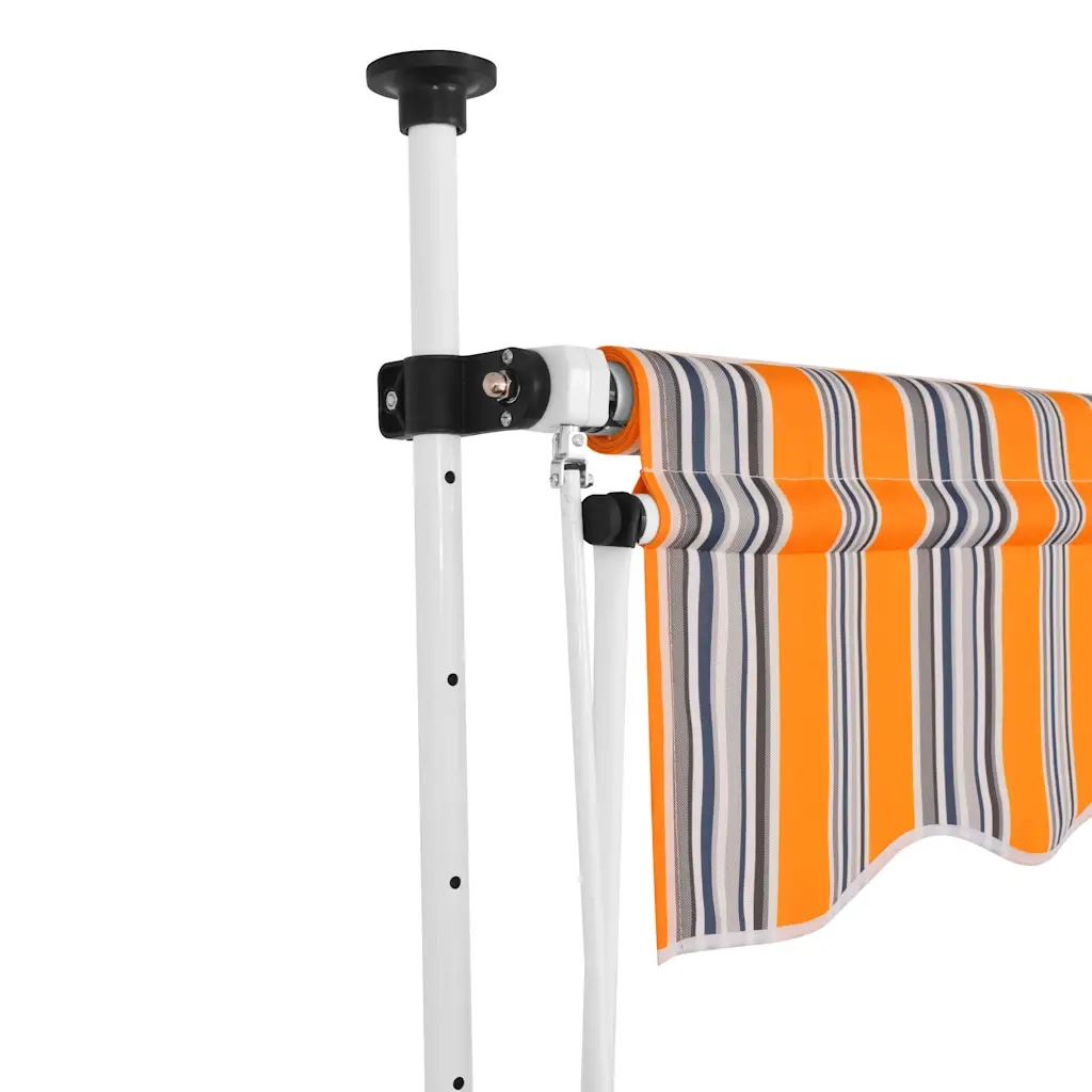 Tenda da Sole Retrattile Manuale 400 cm a Strisce Blu e Gialle 43230