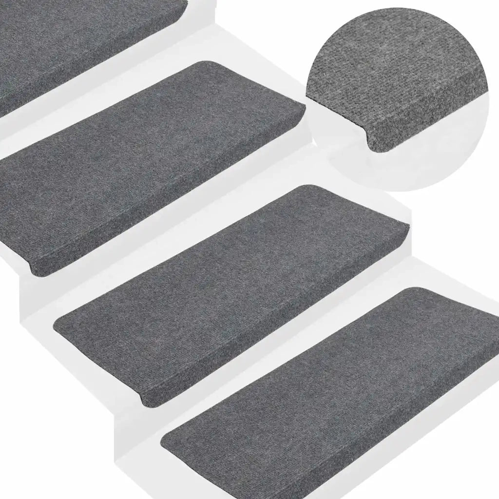 Tappetini Autoadesivi per Scale 15 pz 65x24,5x3,5 cm Grigio 343479
