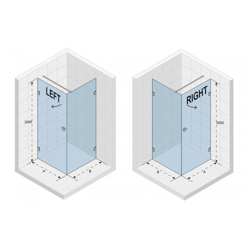 Box doccia angolare destro SCANDIC NXT 201 RIHO 80x80 x200cm con cerniera nera
