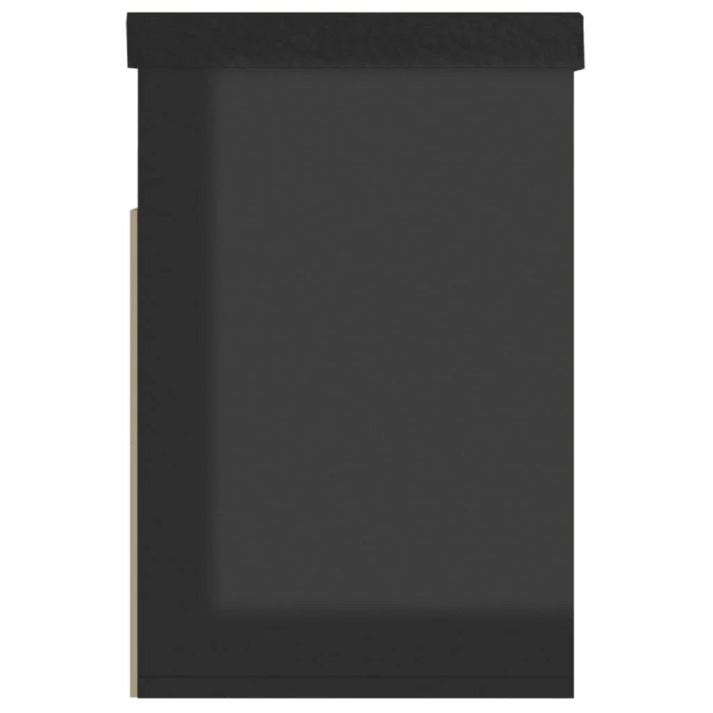 Panca per scarpe mobiletto porta-stivali cassettiera scaffale mobile per ingresso contenitore e cuscino legno ingegnerizzato nero lucido 02_0022957