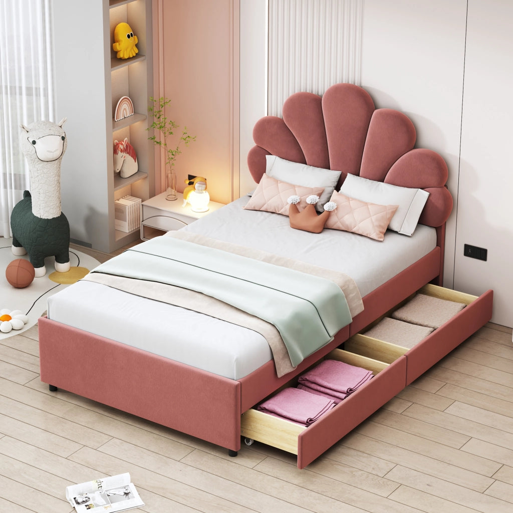 letto imbottito velluto rosa 90 x 200 cm