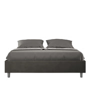 BS COM Letto queen size con rete imbottito 150x200 microfibra grigio