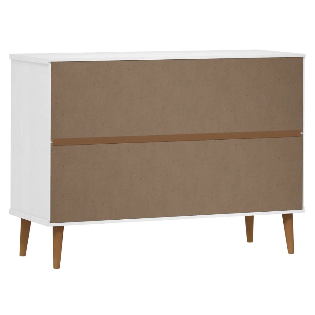 Cassettiera MOLDE Bianca 113x40x80 cm in Legno Massello di Pino CFW8769487