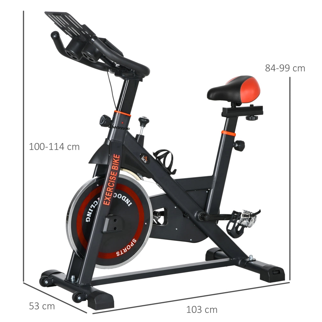 Cyclette con Volano da 8 kg e Schermo LCD 103x53x100-114A cm in Acciaio e ABS Rosso e Nero