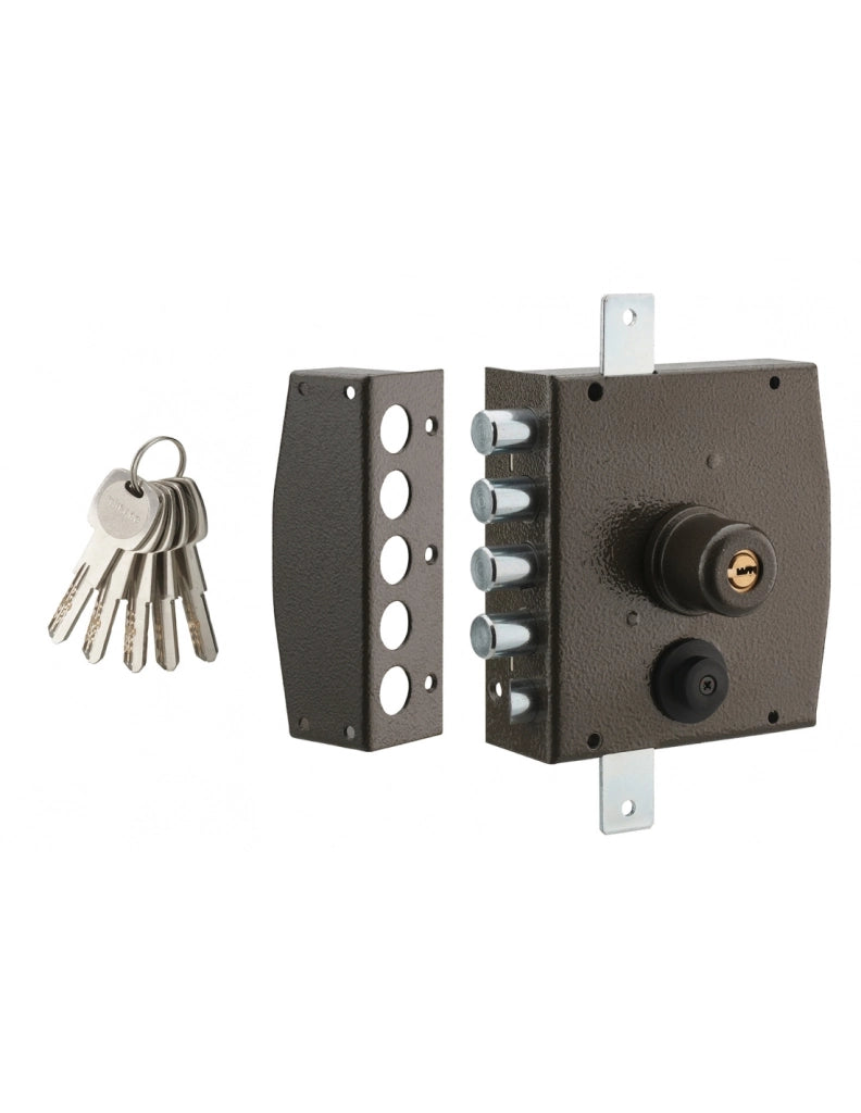 Serratura triplice 3 punti a chiave punzonata 154 x 140 mm, sinistra, 5 chiavi – THIRARD