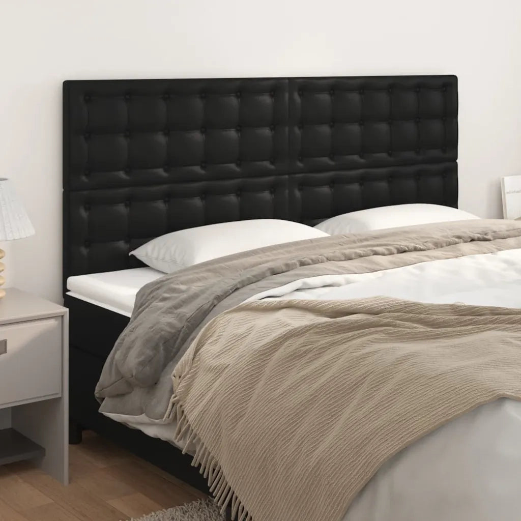 Testiera-Testata-Testiera Decorativa Nera 180x5x118/128 cm in Similpelle 577404