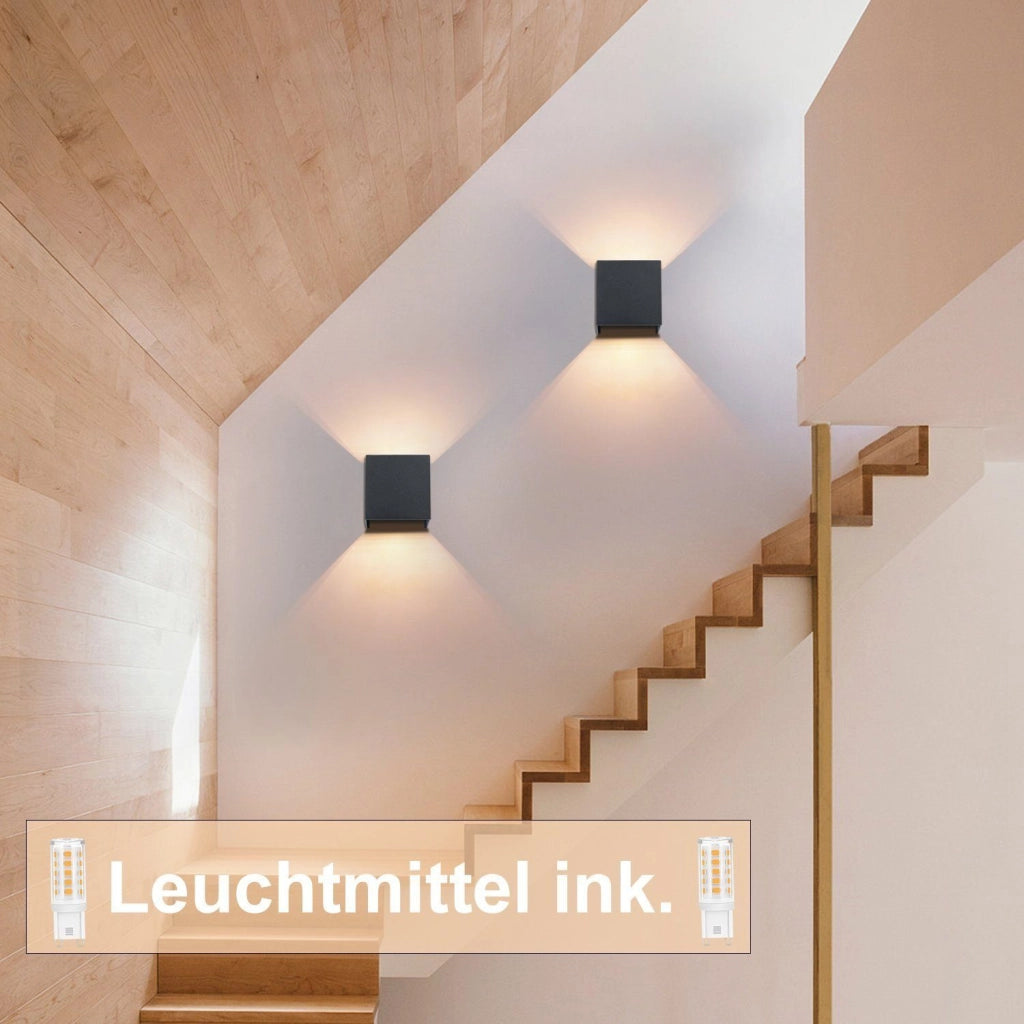 ZMH Applique da Muro Esterna LED Nera Up Down IP65 3000K per Scale