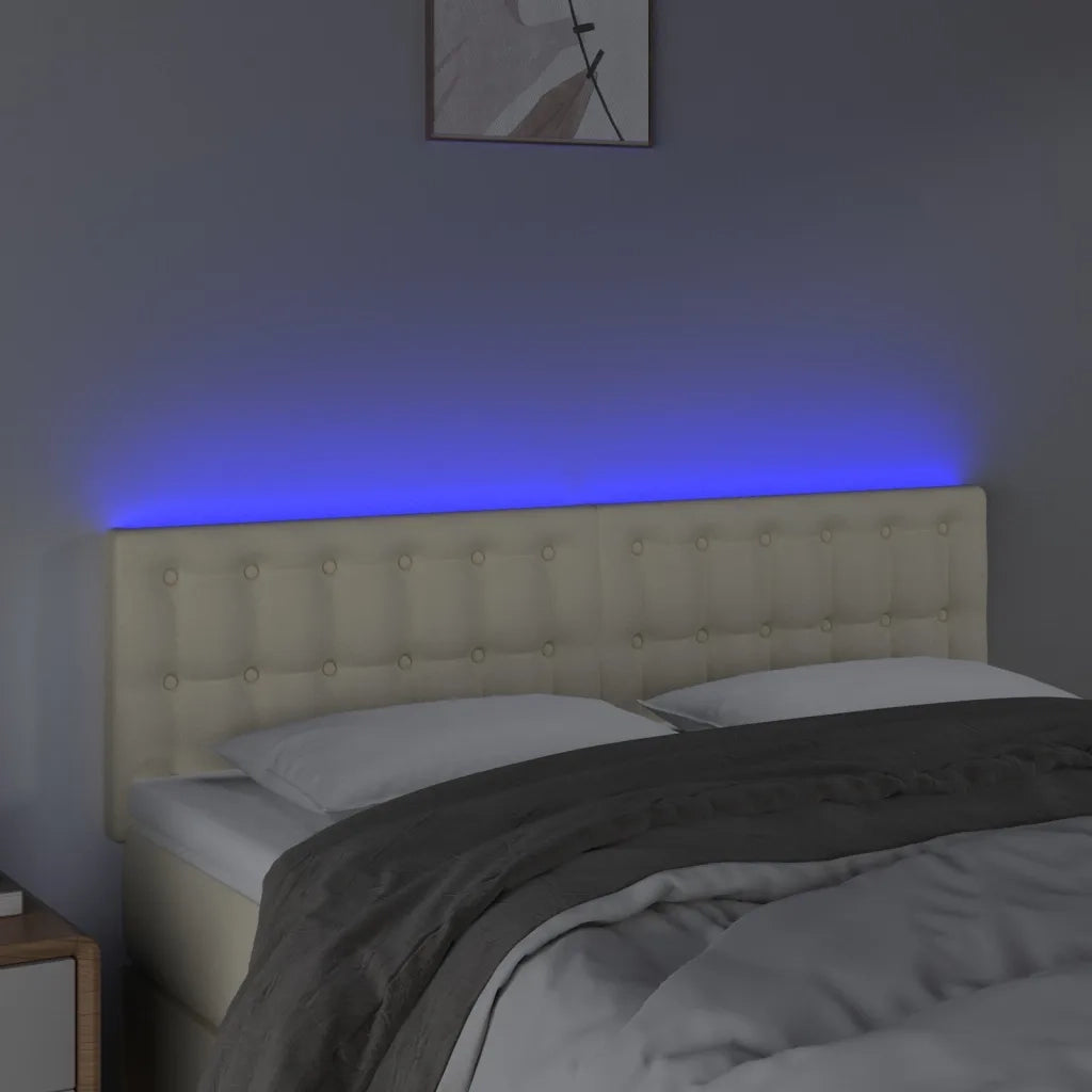Testiera | Testata Crema a LED 144x5x78/88 cm in Similpelle
