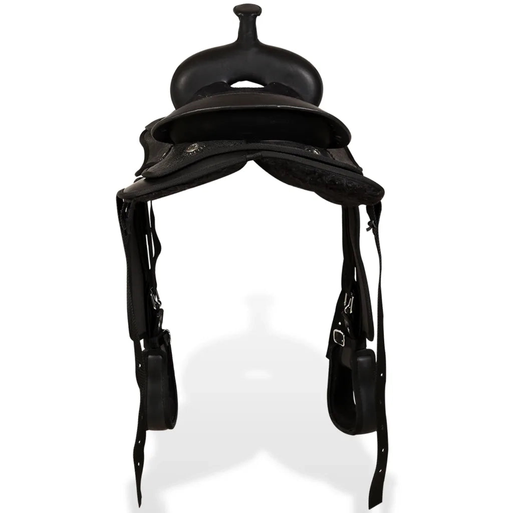 Sella Western Testiera e Pettorale in Vera Pelle 12" Nero 91355