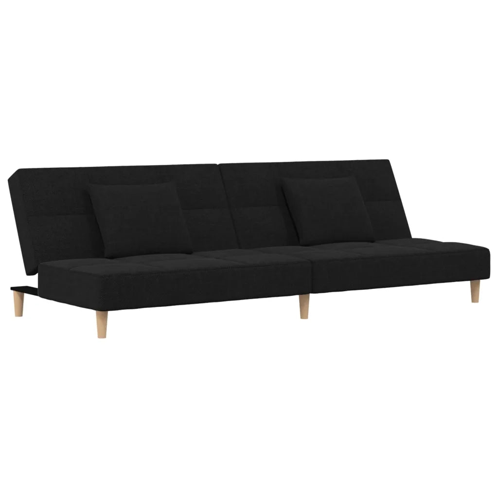 Divano Letto a 2 Posti con 2 Cuscini Nero in Tessuto 375794