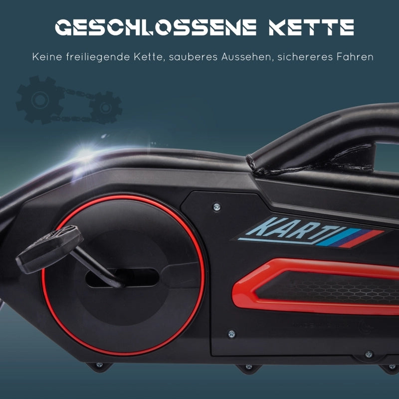 Go-kart per bambini, veicolo a pedali con sedile regolabile e freno a mano, adatto a bambini dai 3 agli 8 anni, ideale per divertirsi all'aria aperta.