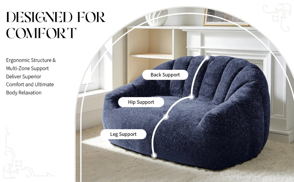 Divano Pouf Bean Bag con Braccioli ¨C MINIMAL ¨C Grigio, Velluto, Oversize