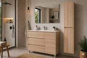 Mobile Bagno VOLUM Già Montato 3 cassetti e porta, lavabo e specchio Estepa 100x40 cm con colonna