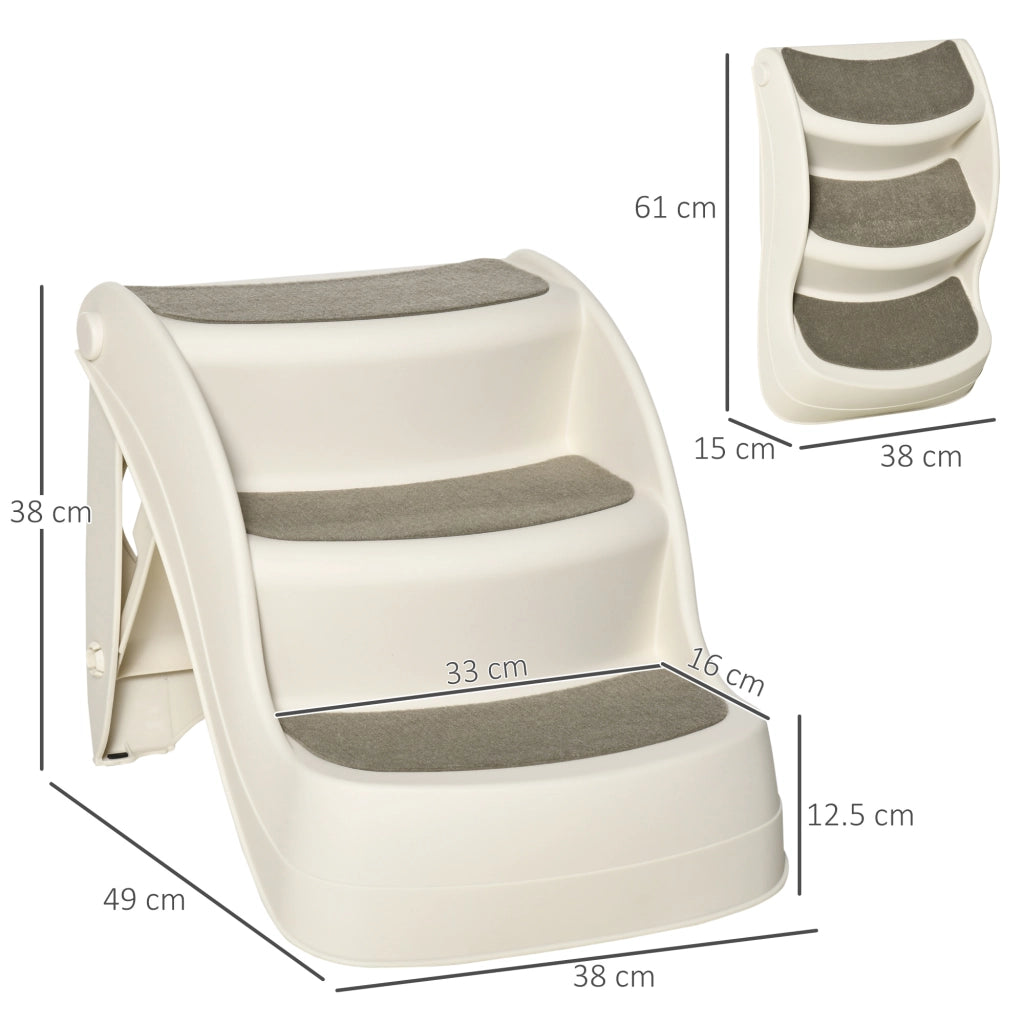 Scaletta per Animali Pieghevole ¨C Xylo ¨C 3 Gradini Antiscivolo PP Beige 49x38x38cm