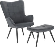 Sedia da Sala - Con Pedane - Tela - Sedia da Sala - Grigio Scuro