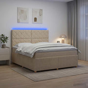 Letto Box Spring LED con Materasso Crema 180 x 200 cm Tessuto 3455928