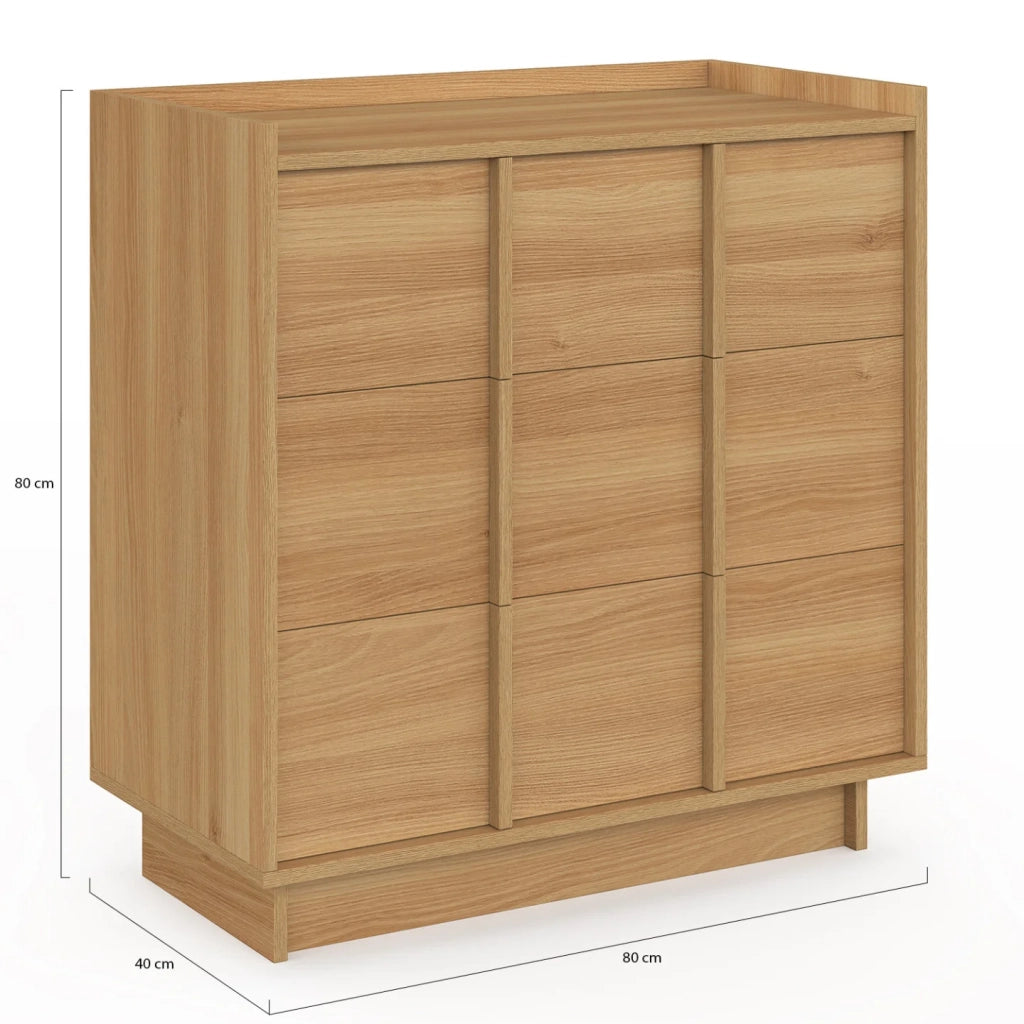 IDMarket - Cassettone ROSIE a 3 cassetti da 80 cm dal design minimalista in faggio