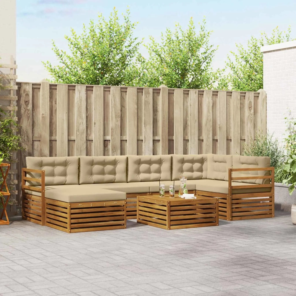 Set di divani da esterno con cuscino 7 pcs Naturale e Beige 3373763