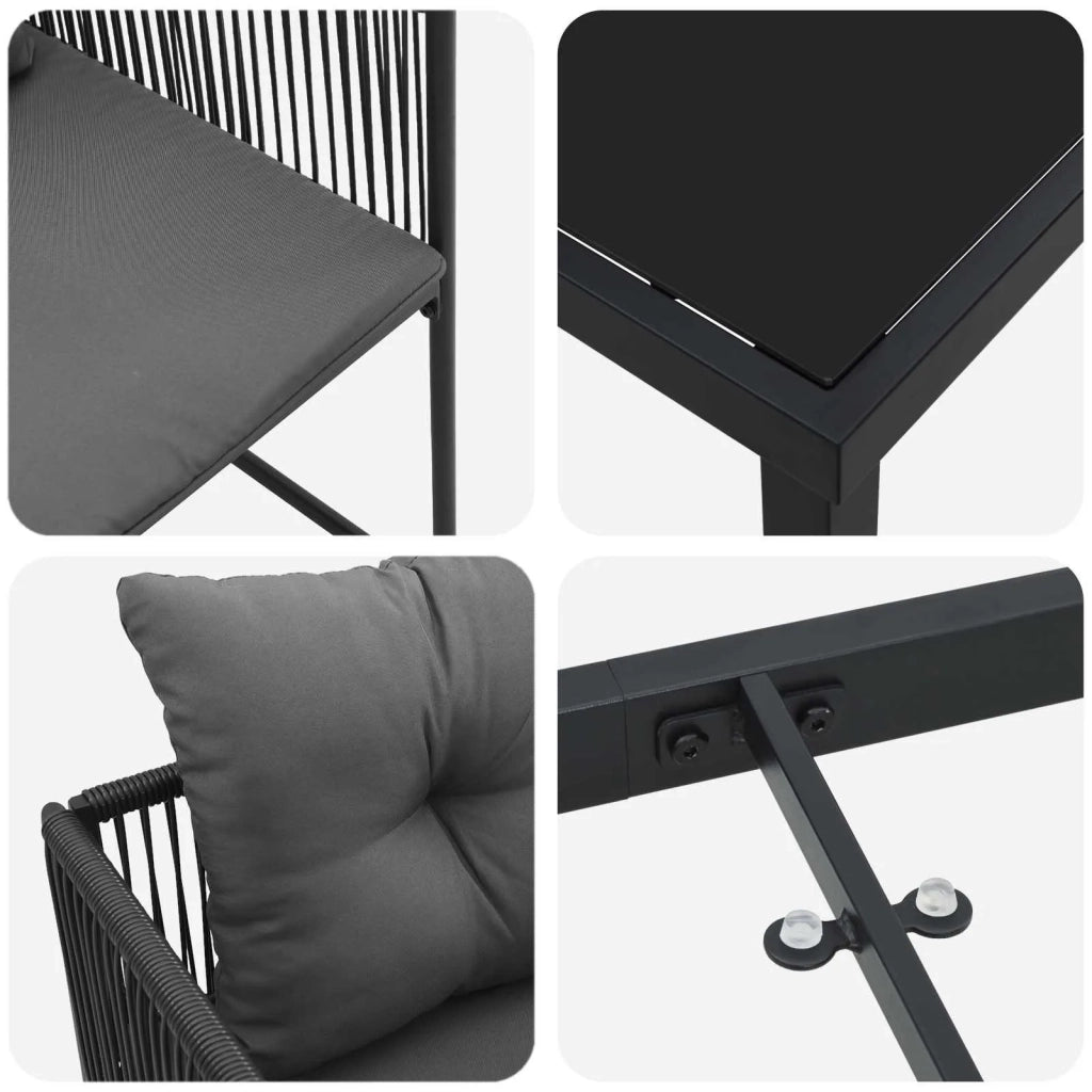Set da Pranzo per Giardino 5 pcs Nero e antracite 3448907