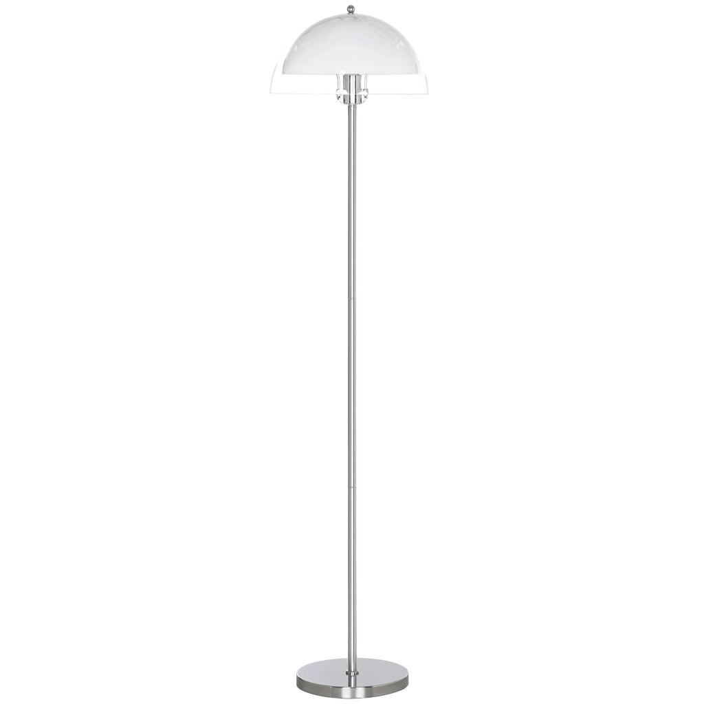 Lampada a Piantana Moderna con Paralume a Doppio Strato, in Metallo e Acrilico, ?35x150 cm, Bianca