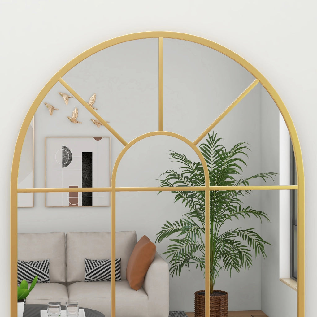 SPECCHIO da Parete 91x60 cm in Metallo Oro con Montaggio a Parete