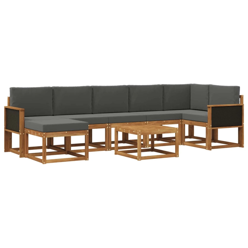Set di divani da esterno 8 pz Naturale e Antracite Poliestere 3385403
