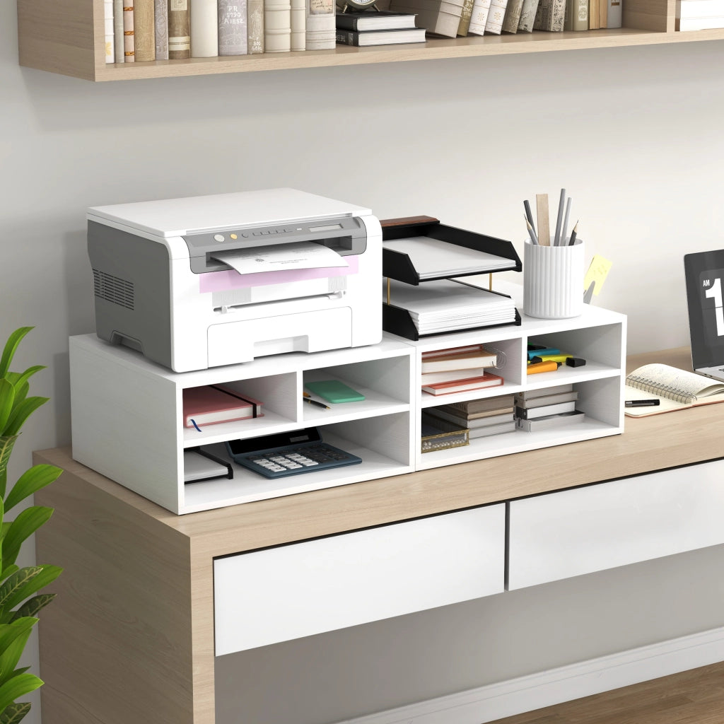 Mobile Porta Stampante da Ufficio con 3 Ripiani Aperti a 2 Livelli, 47x40x22.5 cm, Bianco