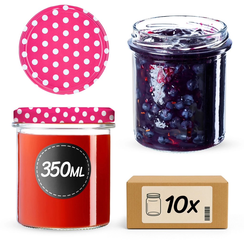 KADAX Avila barattoli di vetro 350ml 10pz 82mm + coperchi "Piselli rosa"