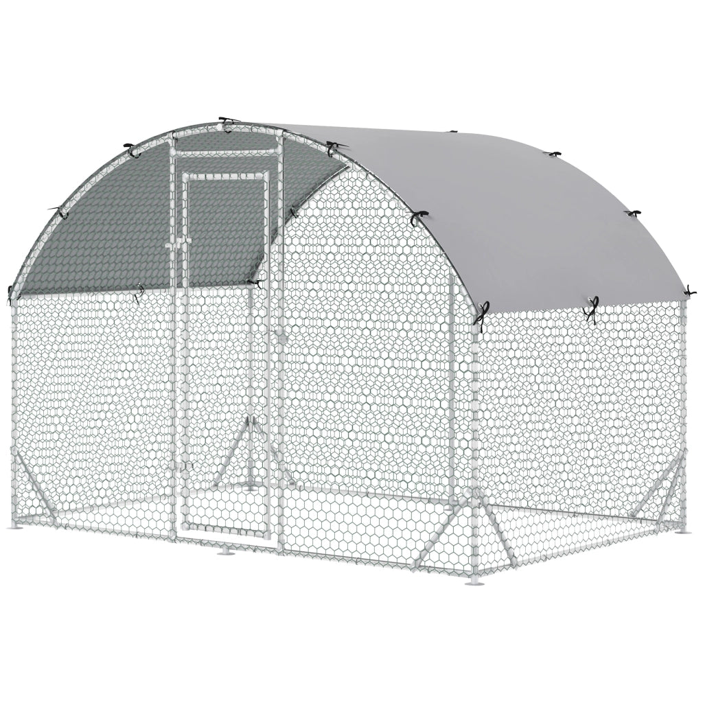 Recinto per Galline in Metallo Galvanizzato con Tetto ¨C Minimal ¨C Argento 280x190x197 cm