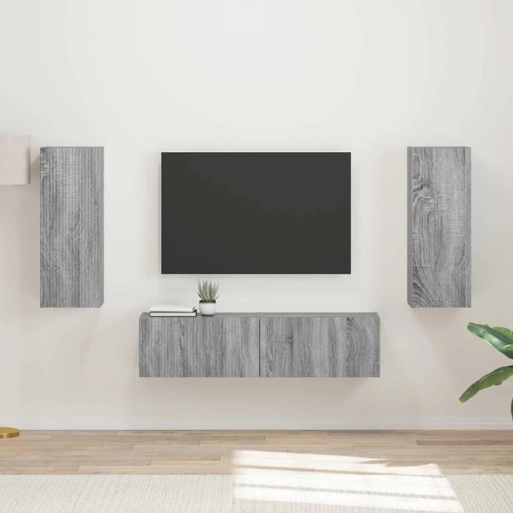 Set mobile TV 2 pz | Armadietto TV | Mobile Porta TV Grigio Sonoma Legno multistrato