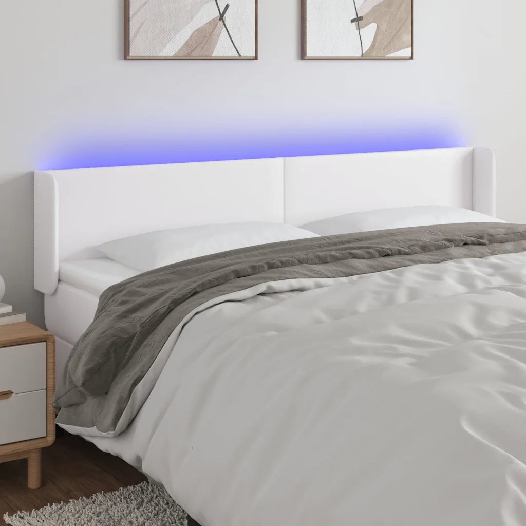 Testiera a LED-Testata con LED Bianca 183x16x78/88 cm in Similpelle 327490
