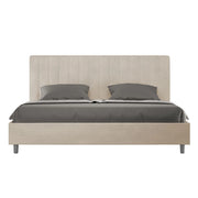 BS COM Letto matrimoniale king size con rete imbottito 200x200 microfibra sabbia