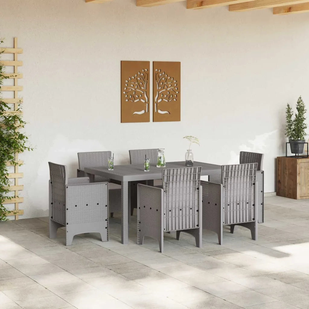 Set da Pranzo per Giardino 7 pcs Grigio chiaro Rattan Polt 3378568
