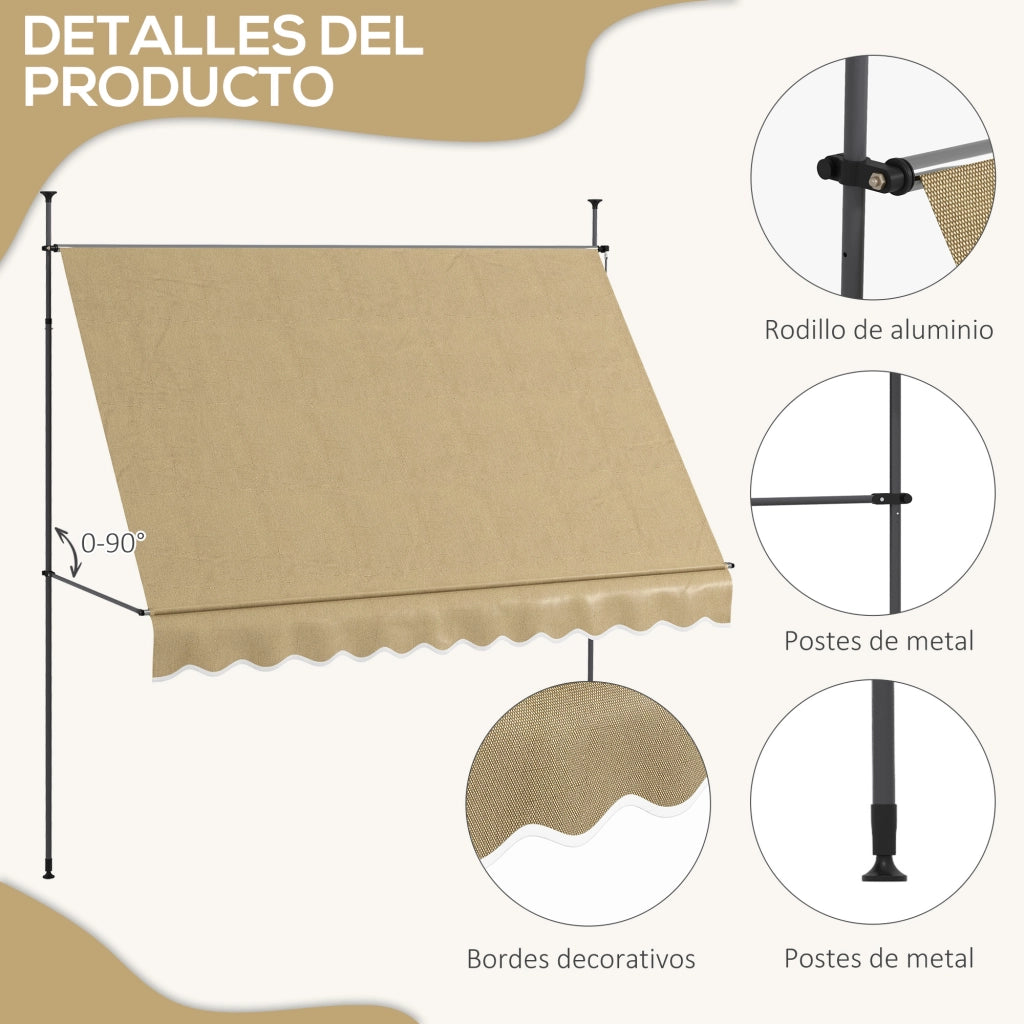 Toldo Retrattile Manuale con Manovella ¨C Minimal ¨C Beige 300x120x210-300 cm