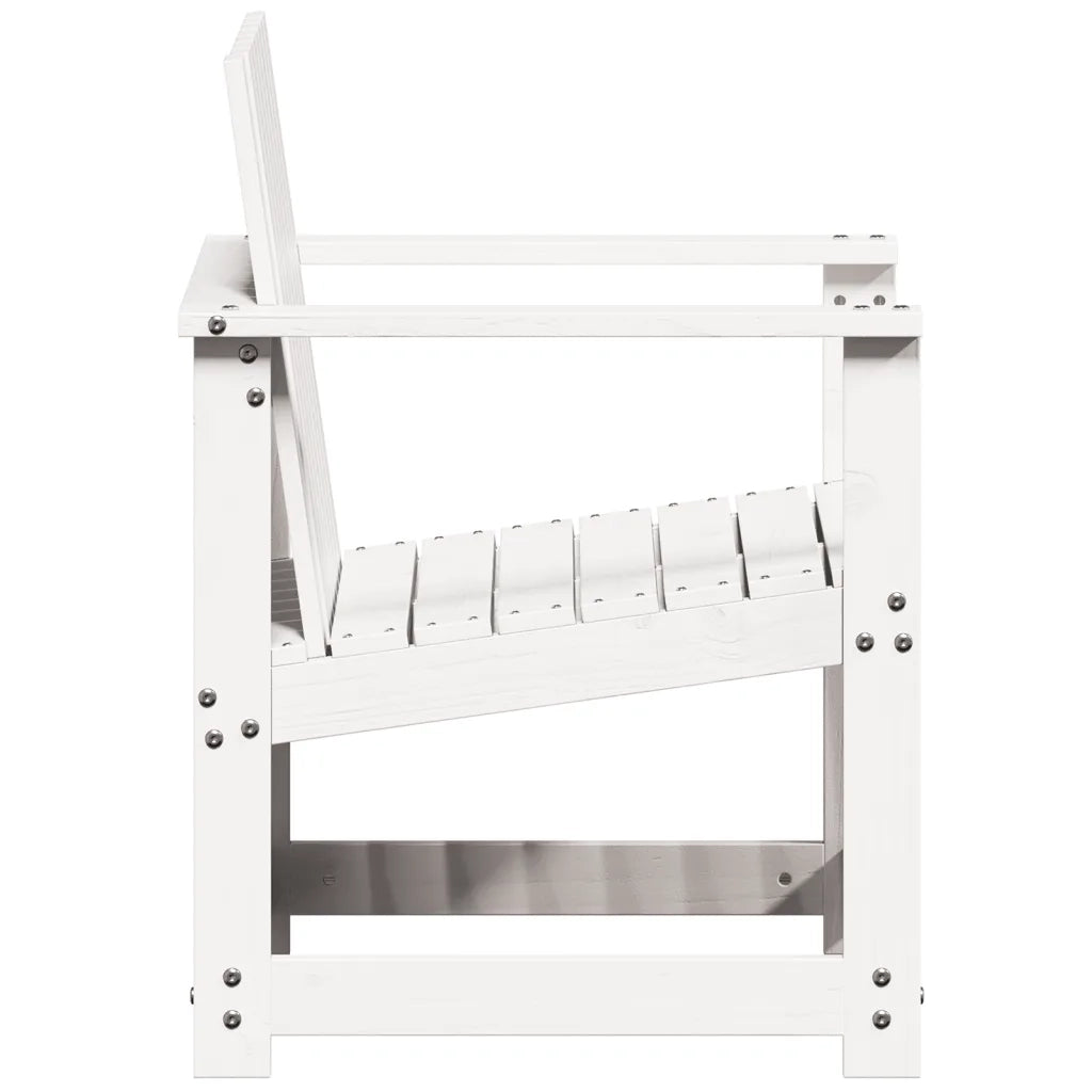 Set Salotto da Giardino 3 pz Bianco in Legno Massello di Pino 832631