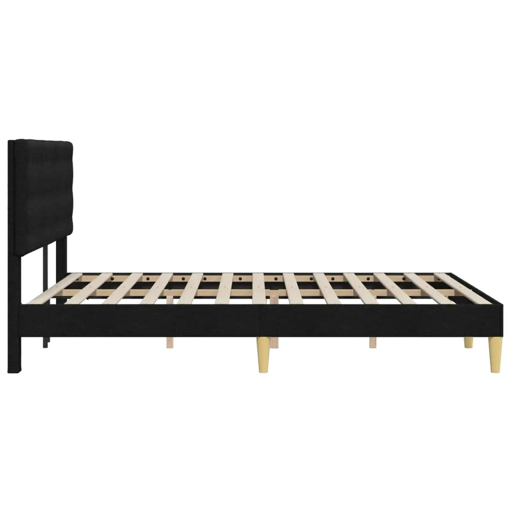 Letto matrimoniale | Letto per adulti | Struttura del letto con testiera Nero 140 x 190 cm Tessuto