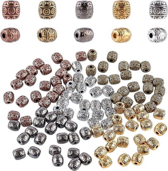 Afstandskralen in stile retro - 5 colori - per creare collane e bracciali - DIY artigianato - compatibile con 6 mm tubo
