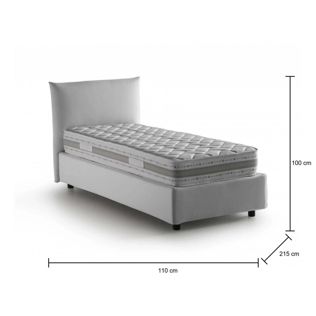 Astianatte, Letto Singolo Materasso Incluso Made in Italy, Bianco