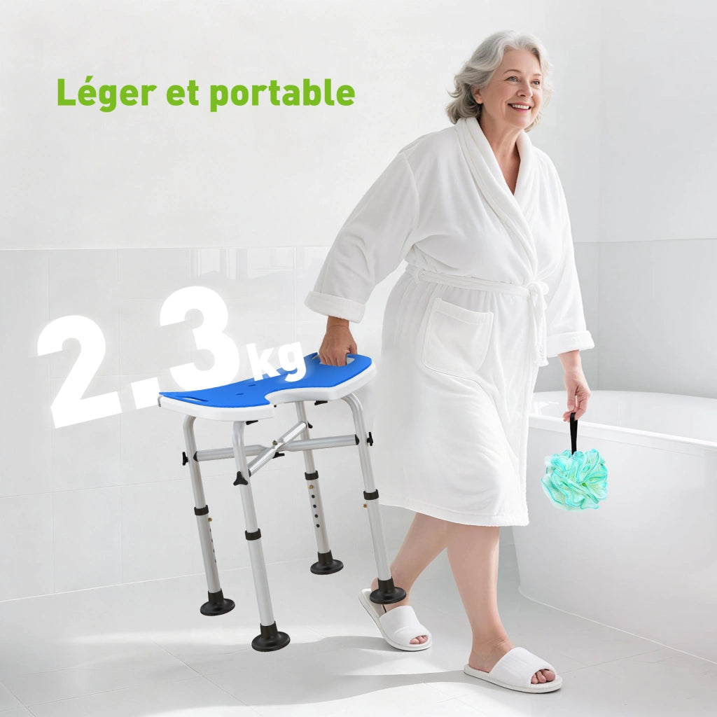 Sgabello da doccia regolabile ¨C Xylo ¨C Altezza 39-51,5 cm con ventose blu scuro