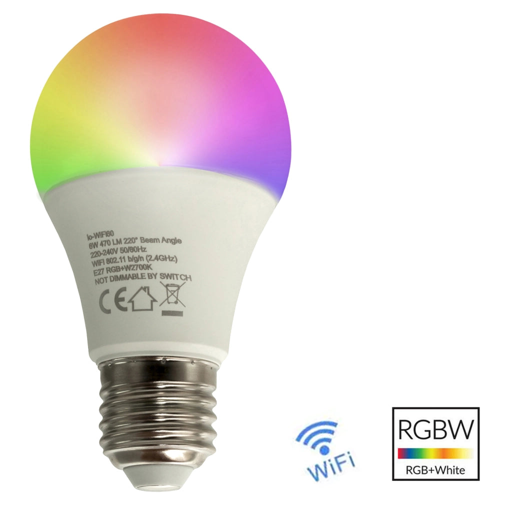 Lampadina intelligente WiFi lampada LED E27 RGB 2700K cromoterapia Amazon Alexa Google Home