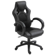 EasyComfort Sedia da Gaming ad Altezza Regolabile, Sedia da Ufficio con Funzione a Dondolo, Girevole e Reclinabile, 71x61x108-118 cm, Nera