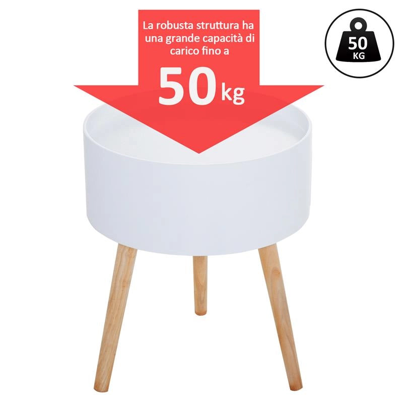 TAVOLINO DA SALOTTO MODERNO CON CASSETTO 38X45CM IN LEGNO BIANCO