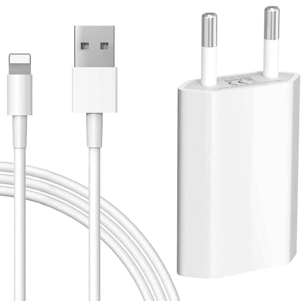 Trade Shop - Kit Caricabatterie Caricatore Cavo Usb Lightning Iphone 1a 5w 1mt Ca-s041 Ricarica -