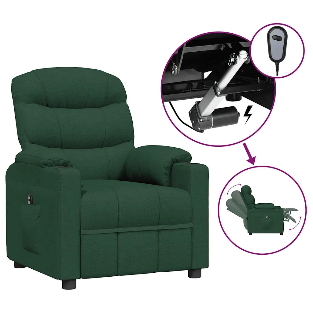Poltrona Elettrica Reclinabile Verde Scuro in Tessuto 3143497