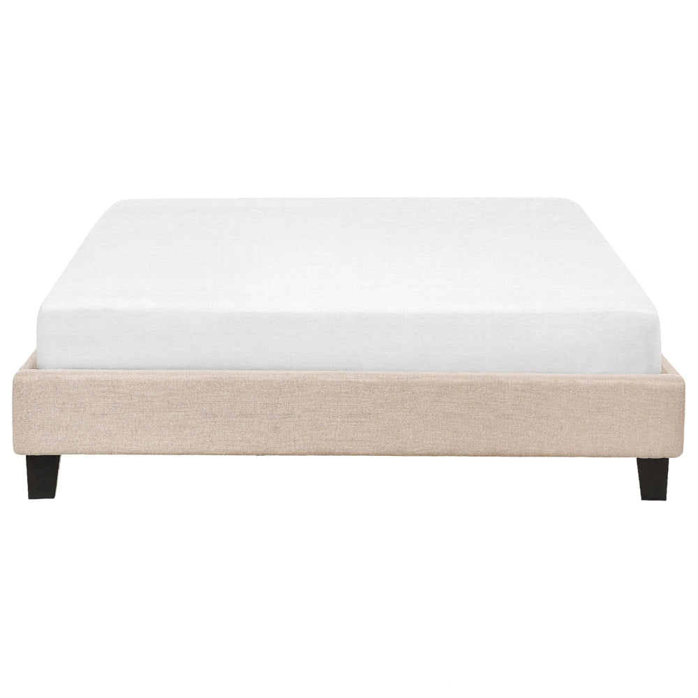 Letto matrimoniale 140 x 200 cm Rete a doghe in tessuto beige senza testiera