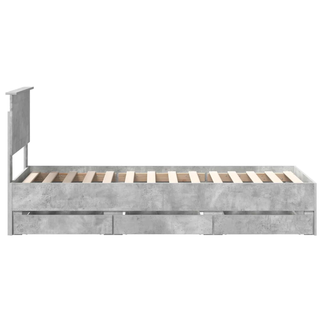Struttura del letto con cassetto Grigio cemento 75 x 190 cm 3410759